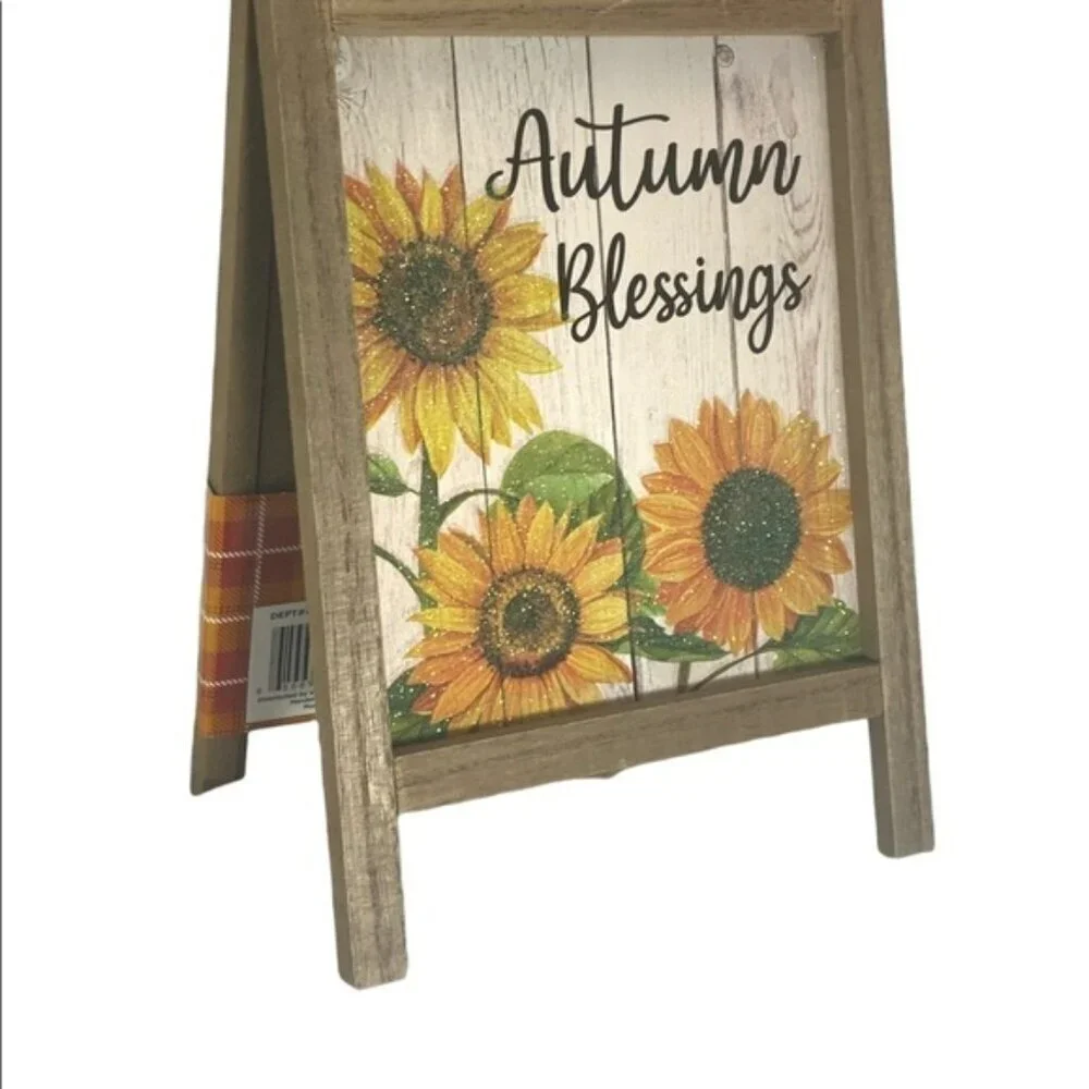 Autumn Blessings Table Decor Fall Flowers Easel Write On Blackboard 2 Si…